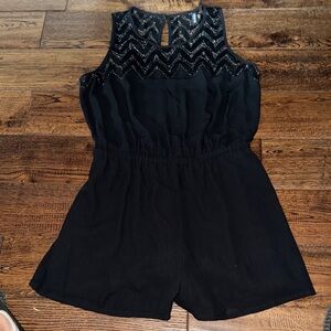 Bebe Black Chevron Mesh Romper
